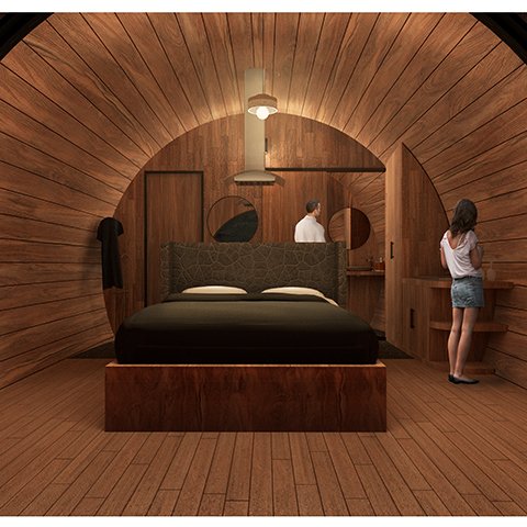 Wine Barrel Cabins - Render Interior